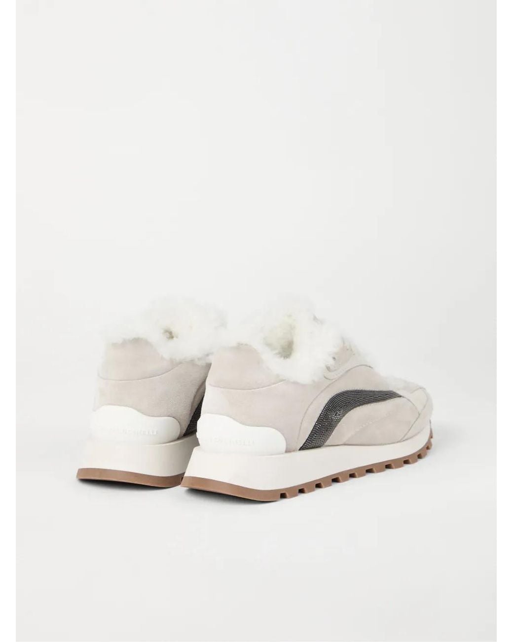 Brunello Cucinelli White Monili-Chain Sneakers