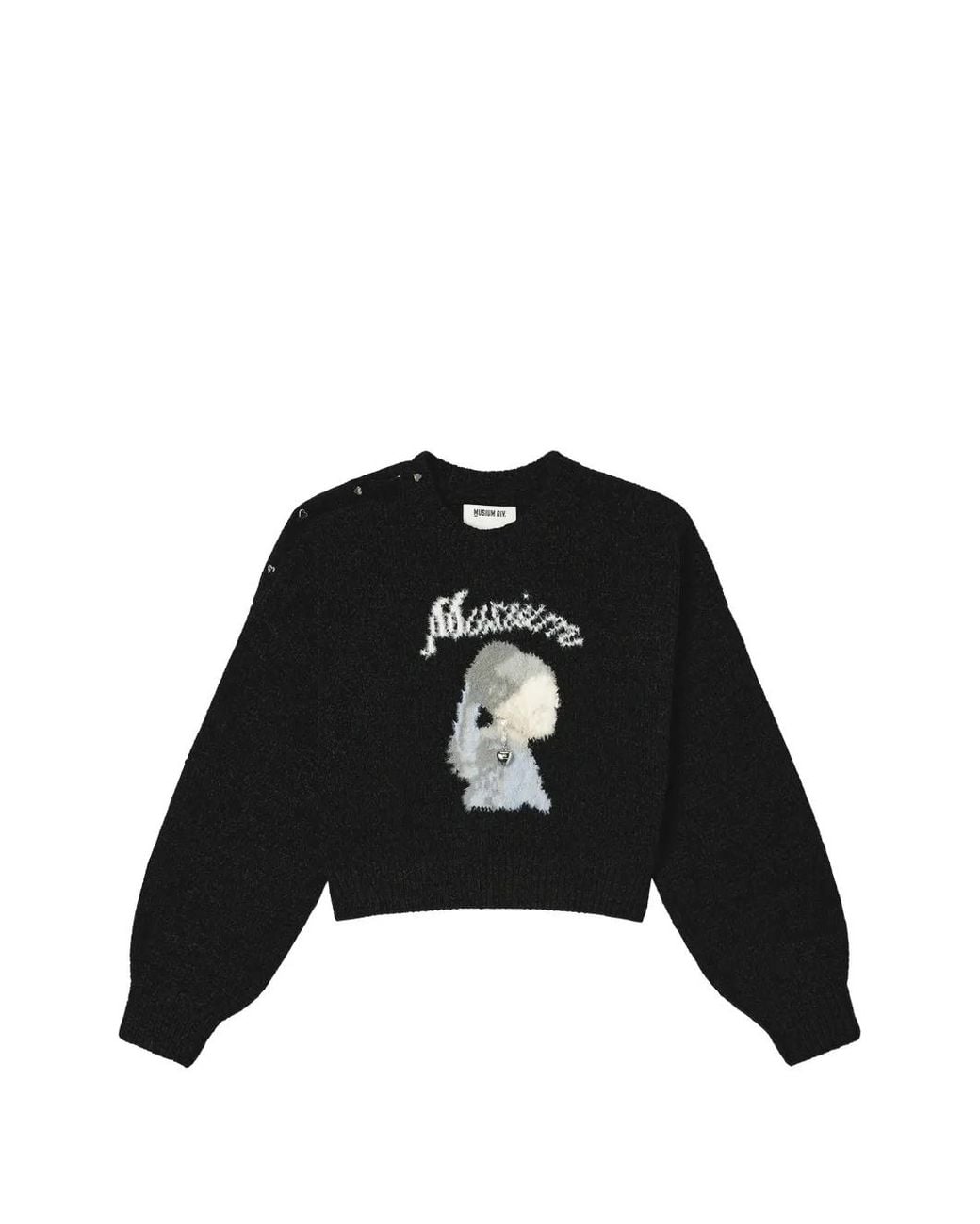 Musium Div. Black Button-Detail Intarsia-Knit Sweater