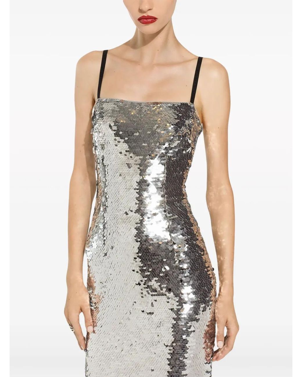 Dolce & Gabbana Gray Long Sequined Dress