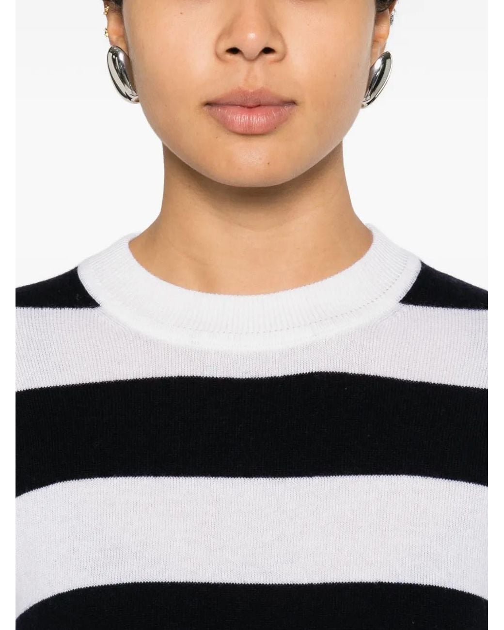Allude Black Striped-Pattern Sweater