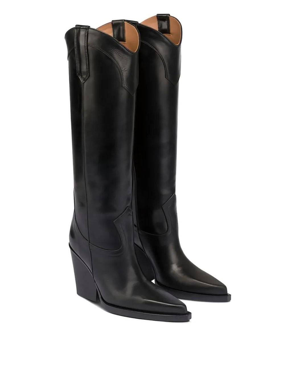 Paris Texas Black El Dorado Calf Leather Pointed-Toe Boots