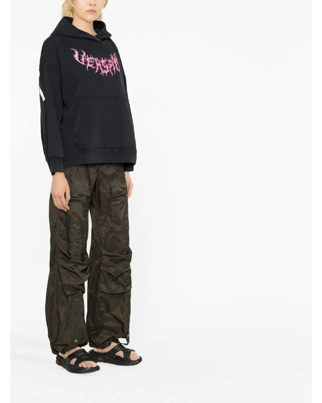 Versace Black Logo-Print Cotton Hoodie