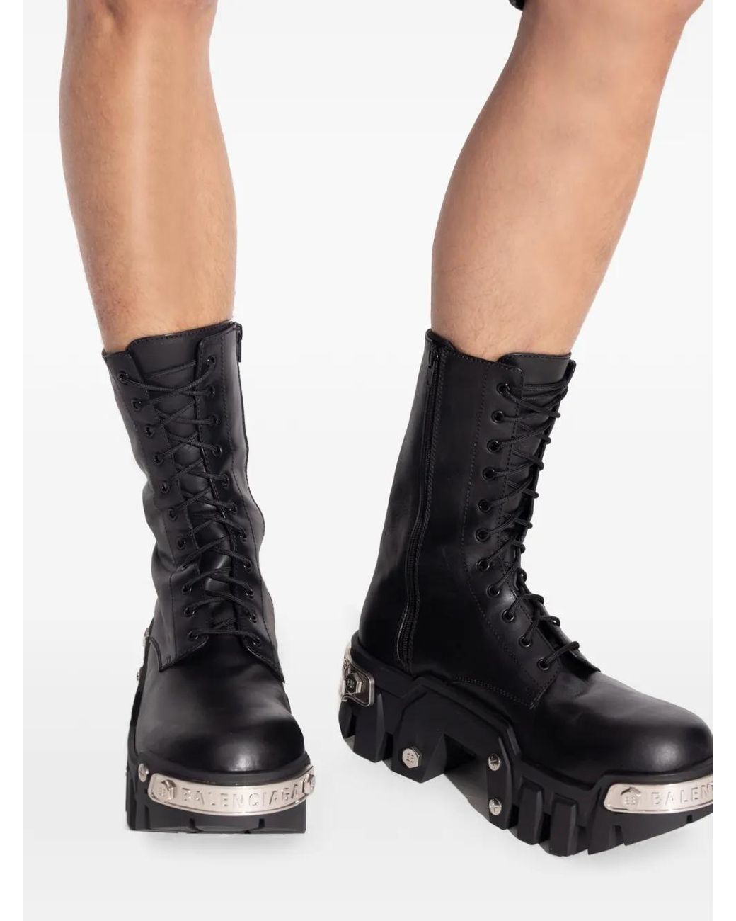 Balenciaga Black Bulldozer Lace-Up Boots for men