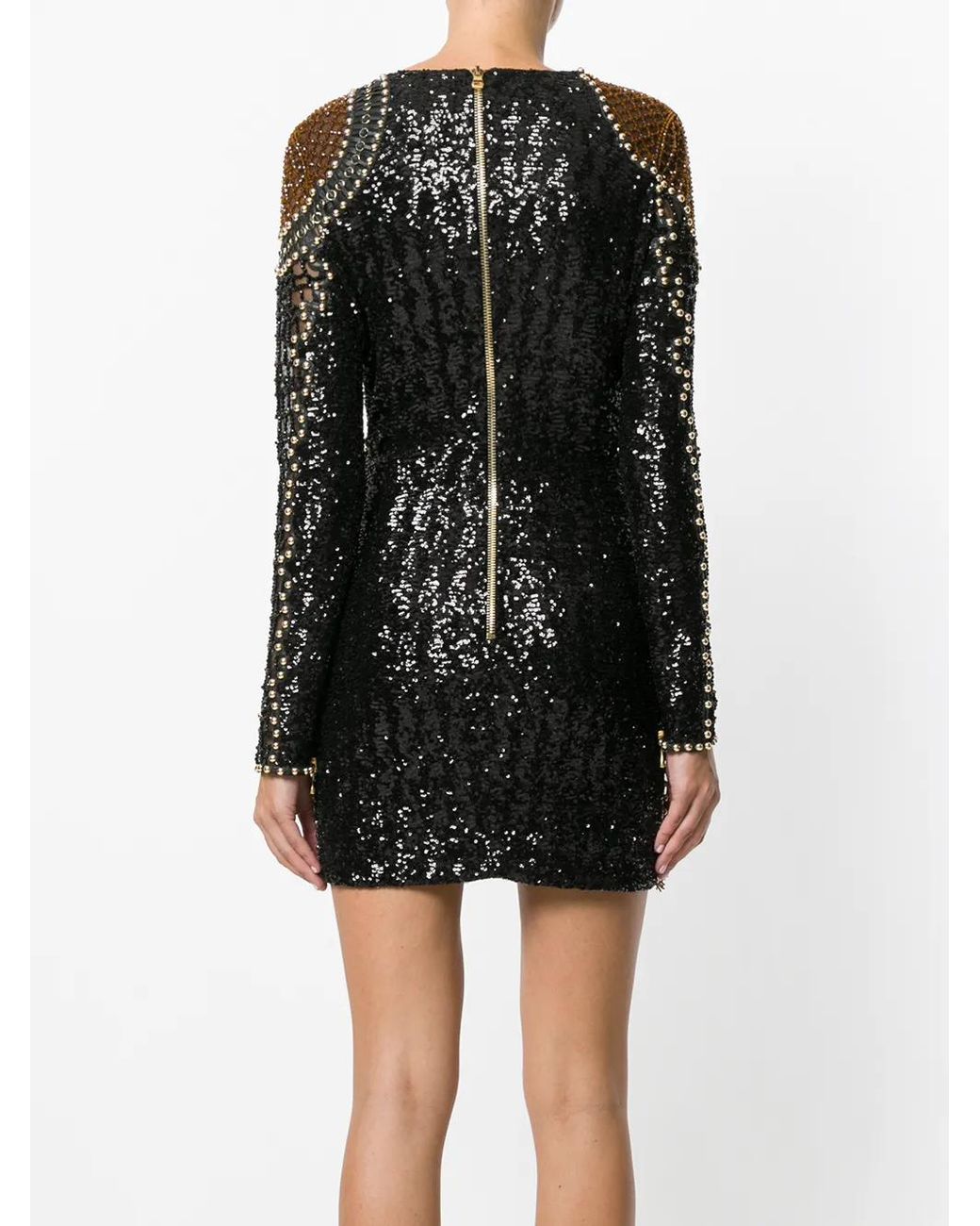 Balmain Black Abito Ricamato 'wolf'