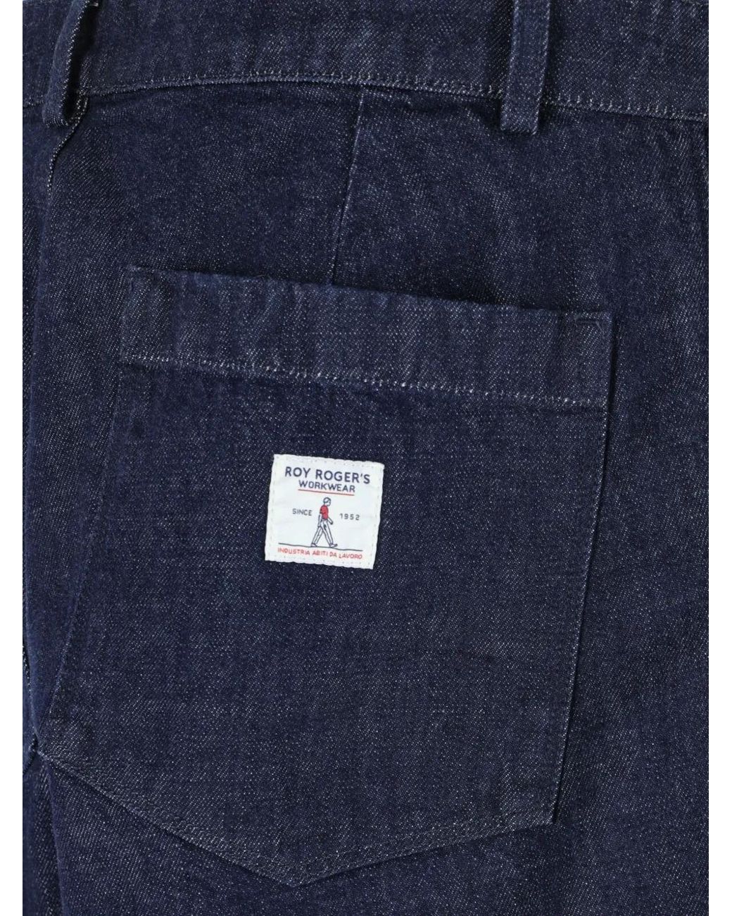 Roy Rogers Blue Pleated Logo-Patch Jeans for men