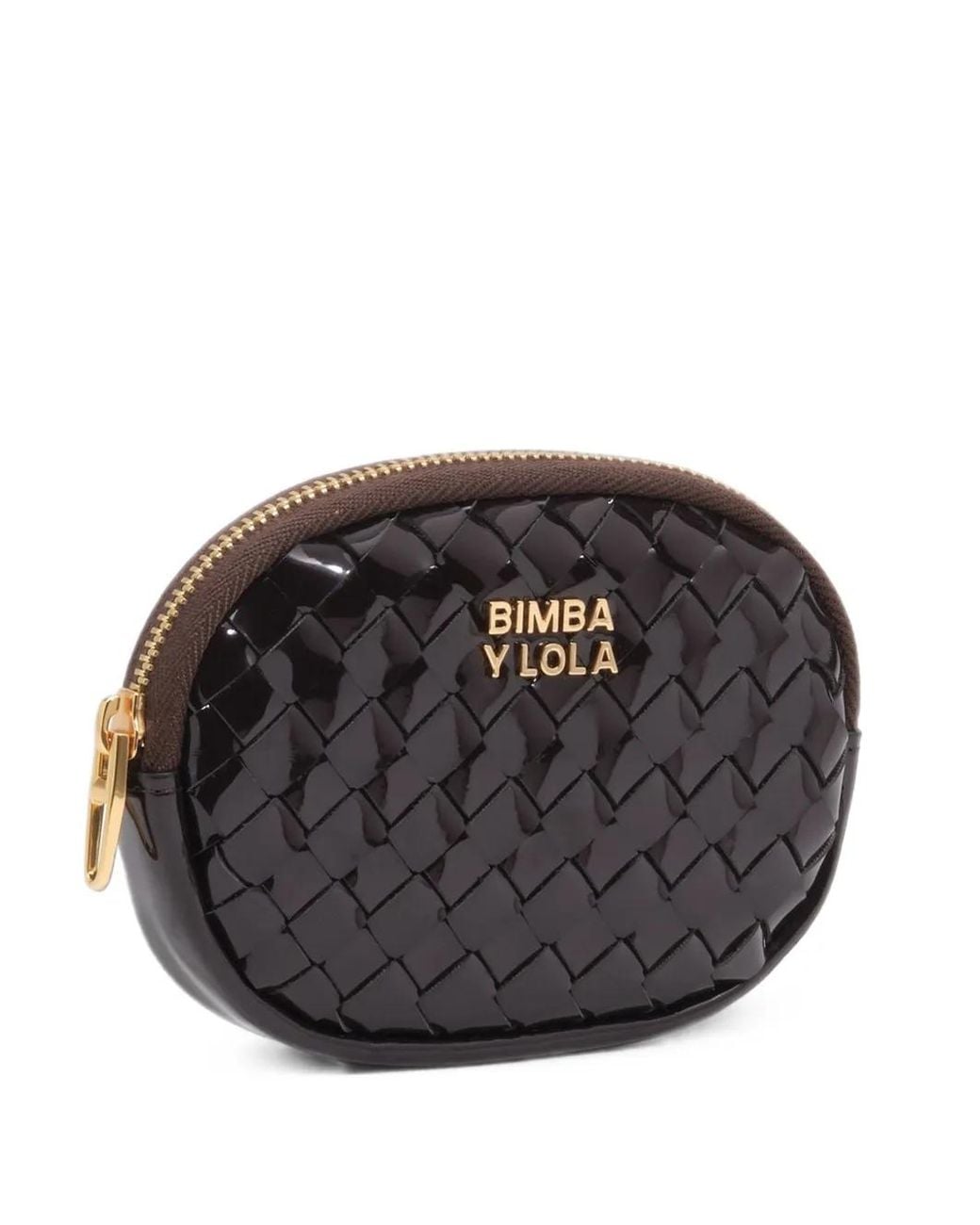 Bimba Y Lola Black Eggplant Plaited Oval Coin Purse