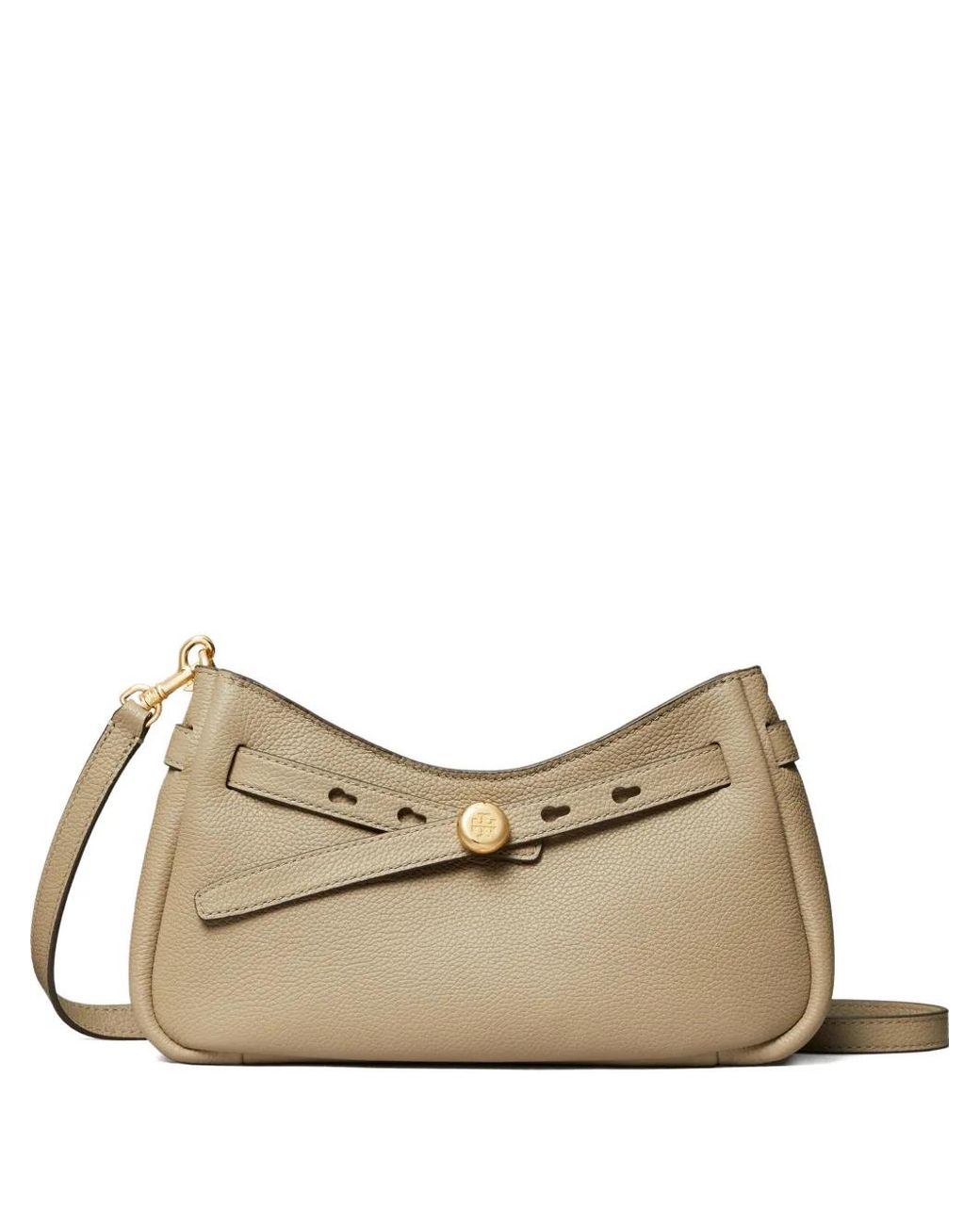 Tory Burch Natural Romy Zip Top Crossbody Bag