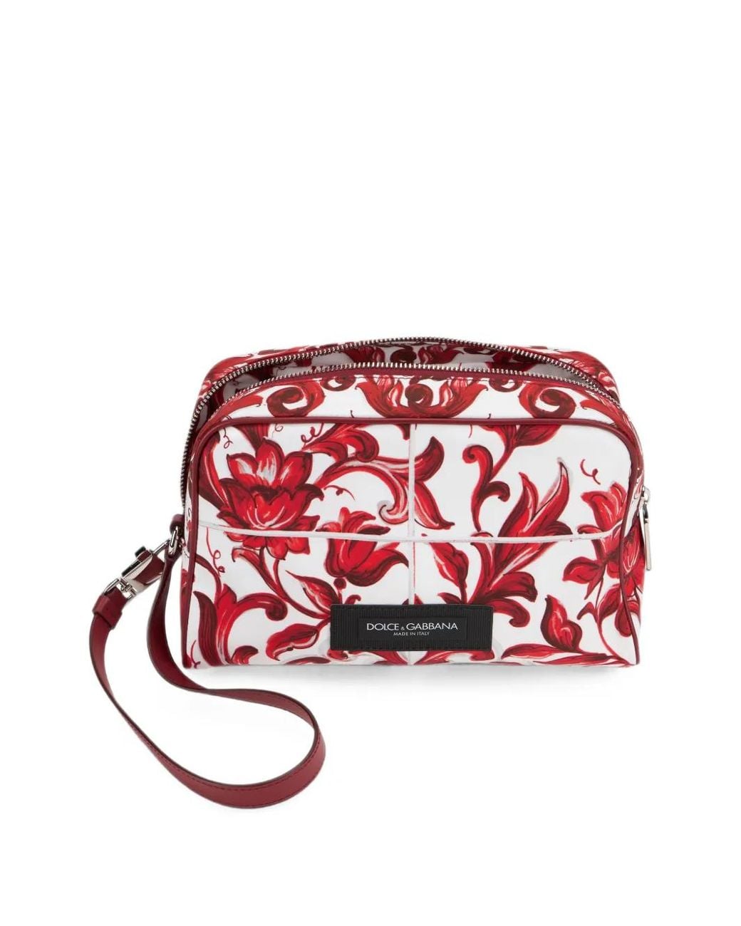 Dolce & Gabbana Red Majolica-Print Essenza Poplin Handbag for men