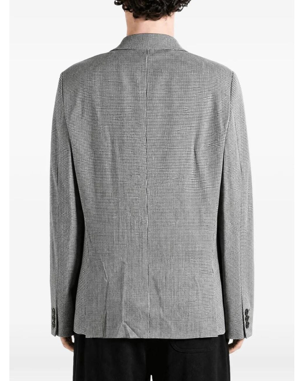 Comme des Garçons Gray Houndstooth-Pattern Cut-Out Double-Breasted Blazer for men