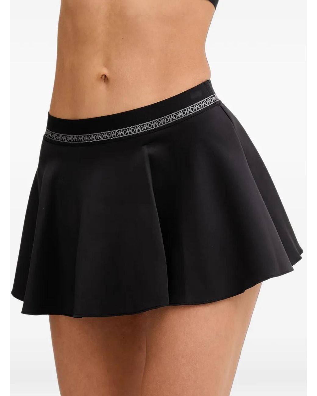 MICHAEL Michael Kors Black Logo-Tape Flared Skirt