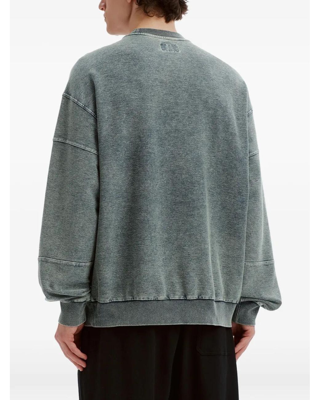 Izzue Green Acid-Wash Panelled Sweater for men