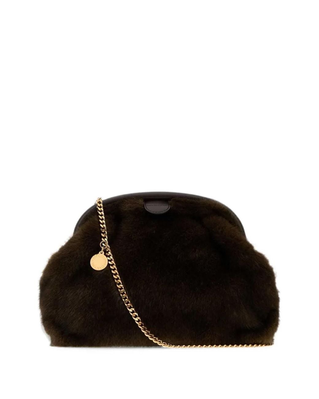 Stella McCartney Black Falabella Faux-Fur Clutch Bag