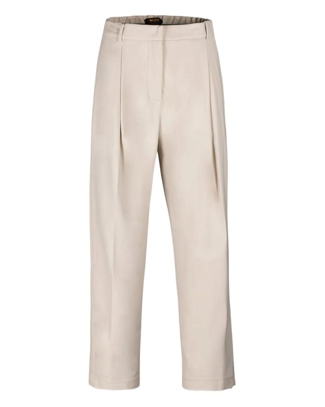 Moorer Natural Pleated Cropped Trousers