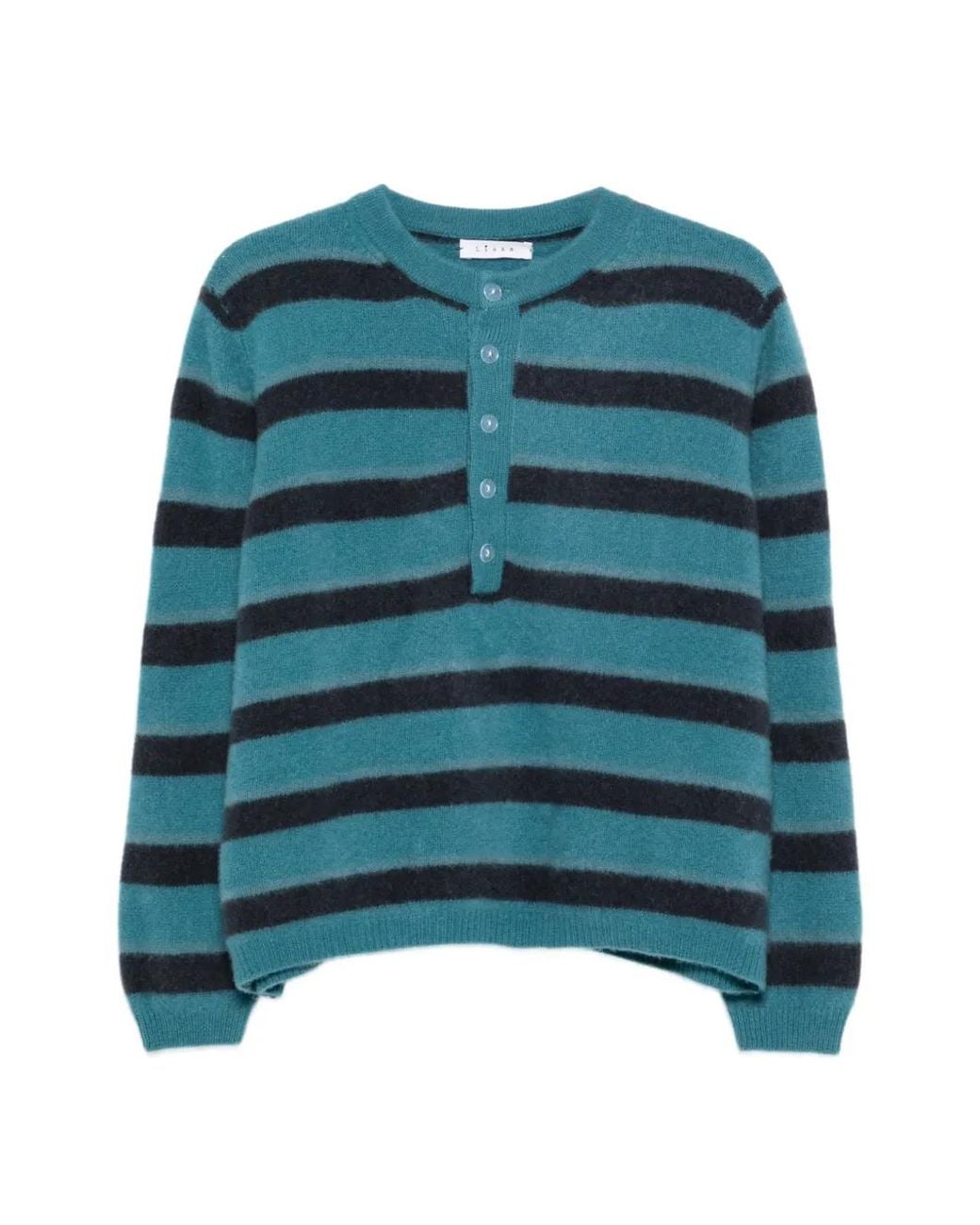 Liska Blue Striped Button-Front Sweater