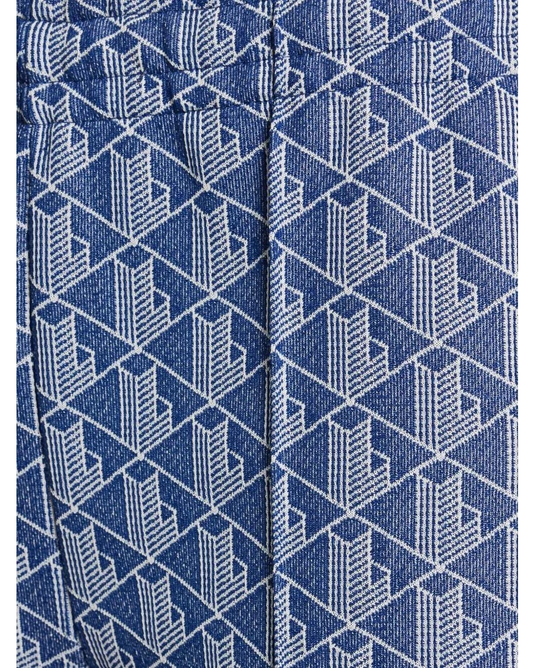 Lacoste Blue Monogram-Pattern Track Pants