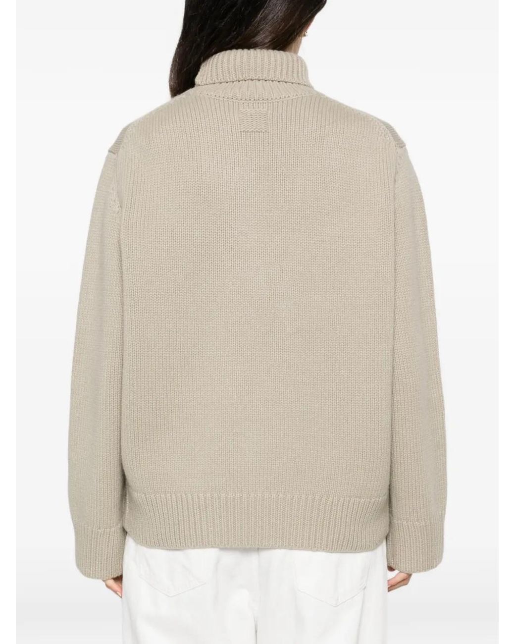 Totême Natural Ribbed Roll-Neck Sweater