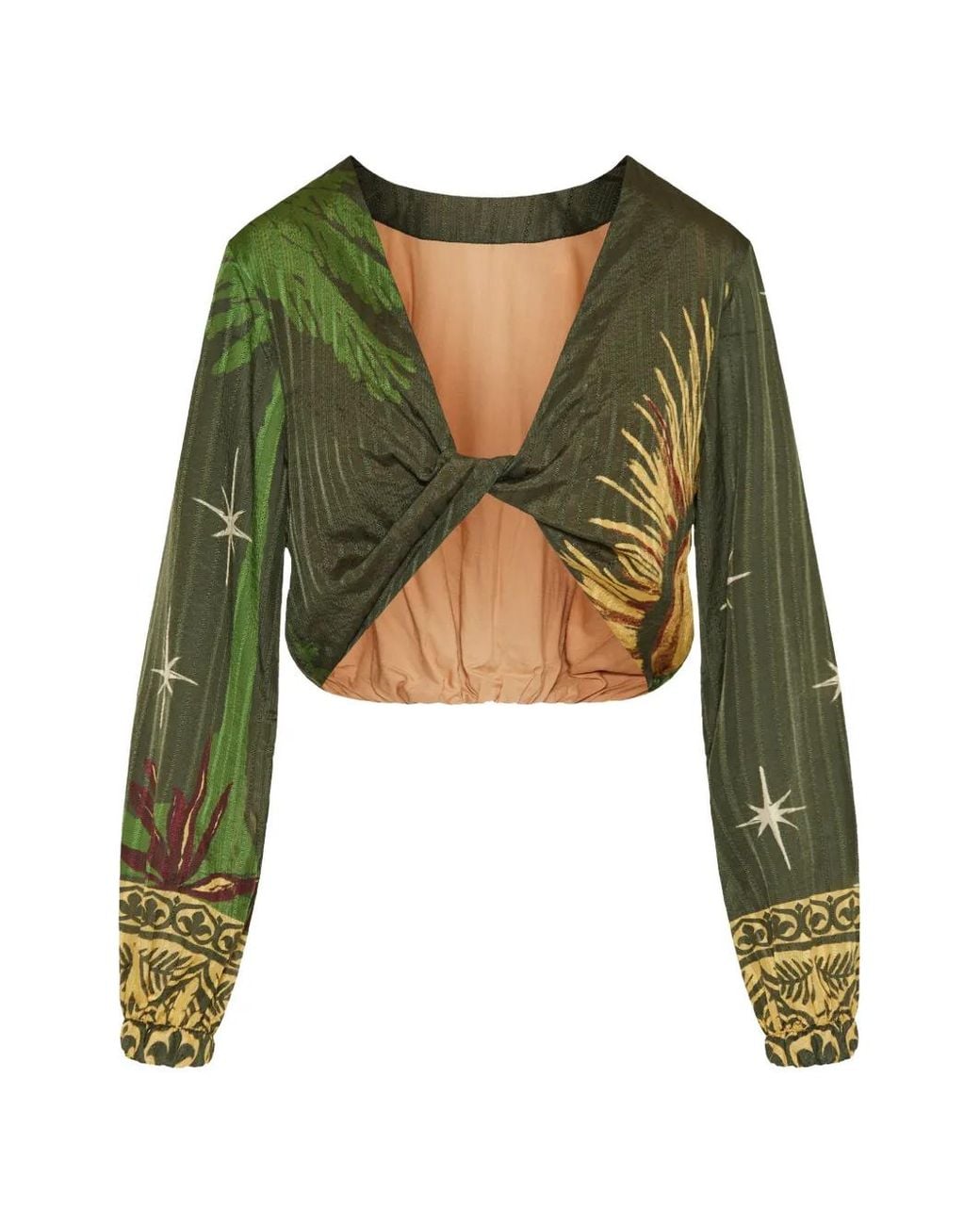 Johanna Ortiz Green Afterwork Twist-Detail Top