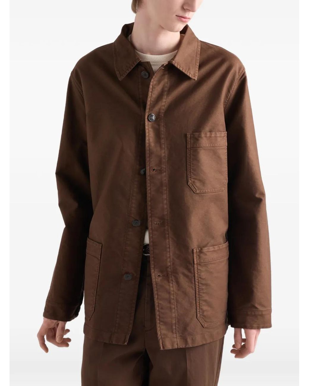Prada Brown Cotton Blouson Jacket for men