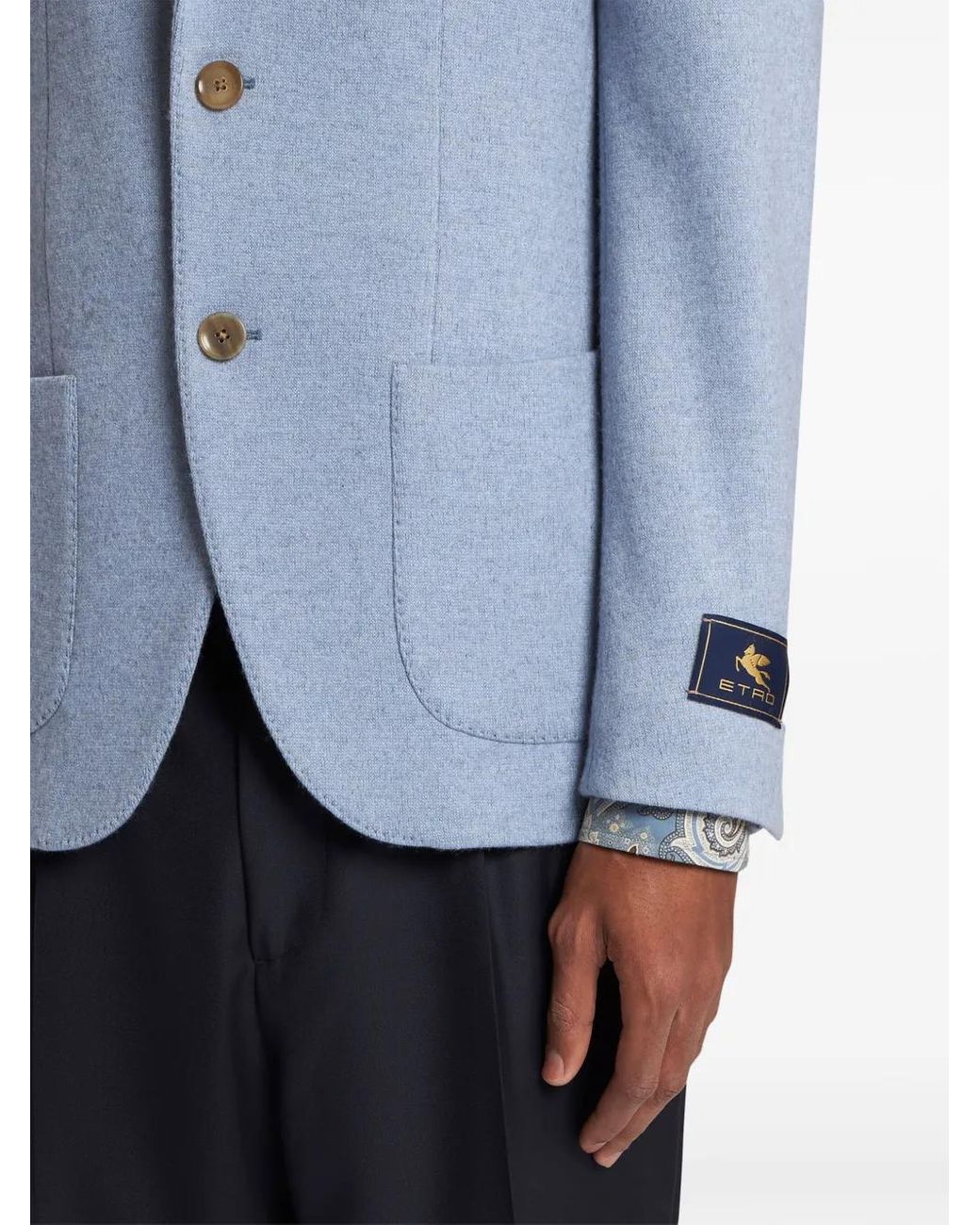 Etro Blue Single-Breasted Blazer for men
