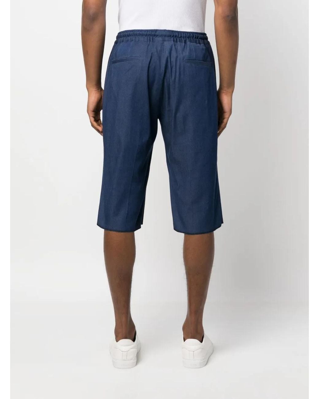 Kiton Blue Elasticated Denim Shorts for men