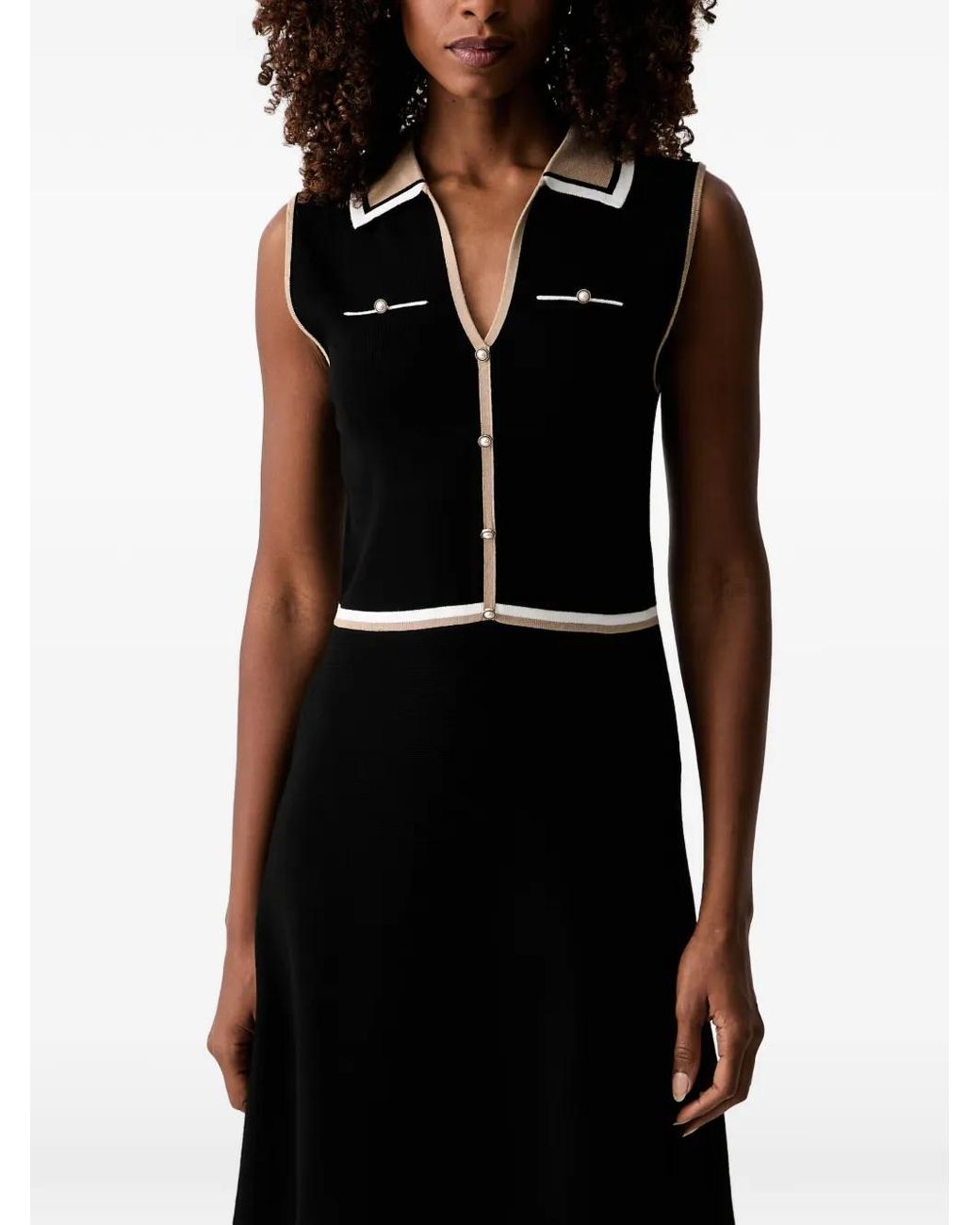 Morgan Black Contrast-Trim Sleeveless Mini Dress