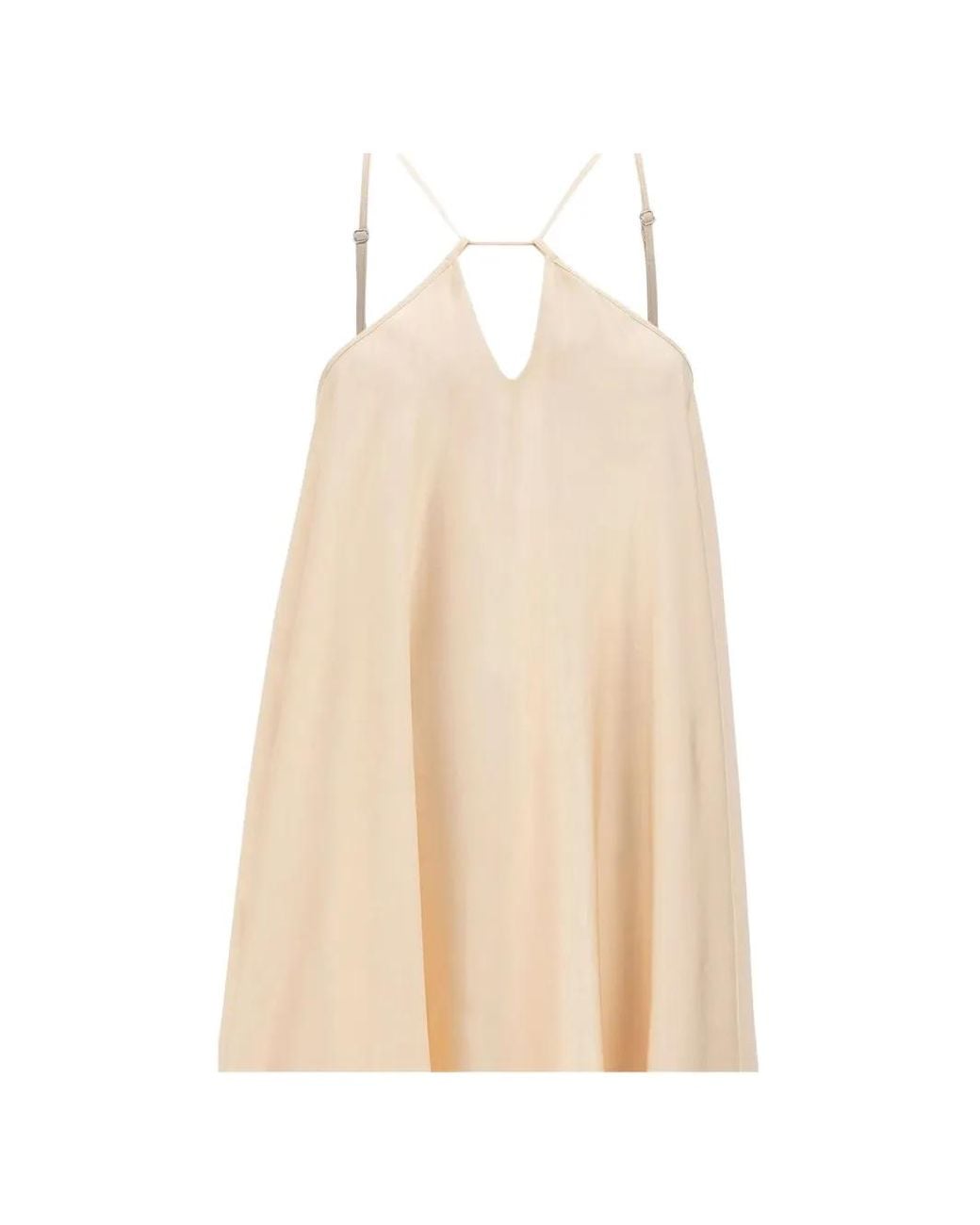 Kaos Natural Satin-Finish V-Neck Mini Dress