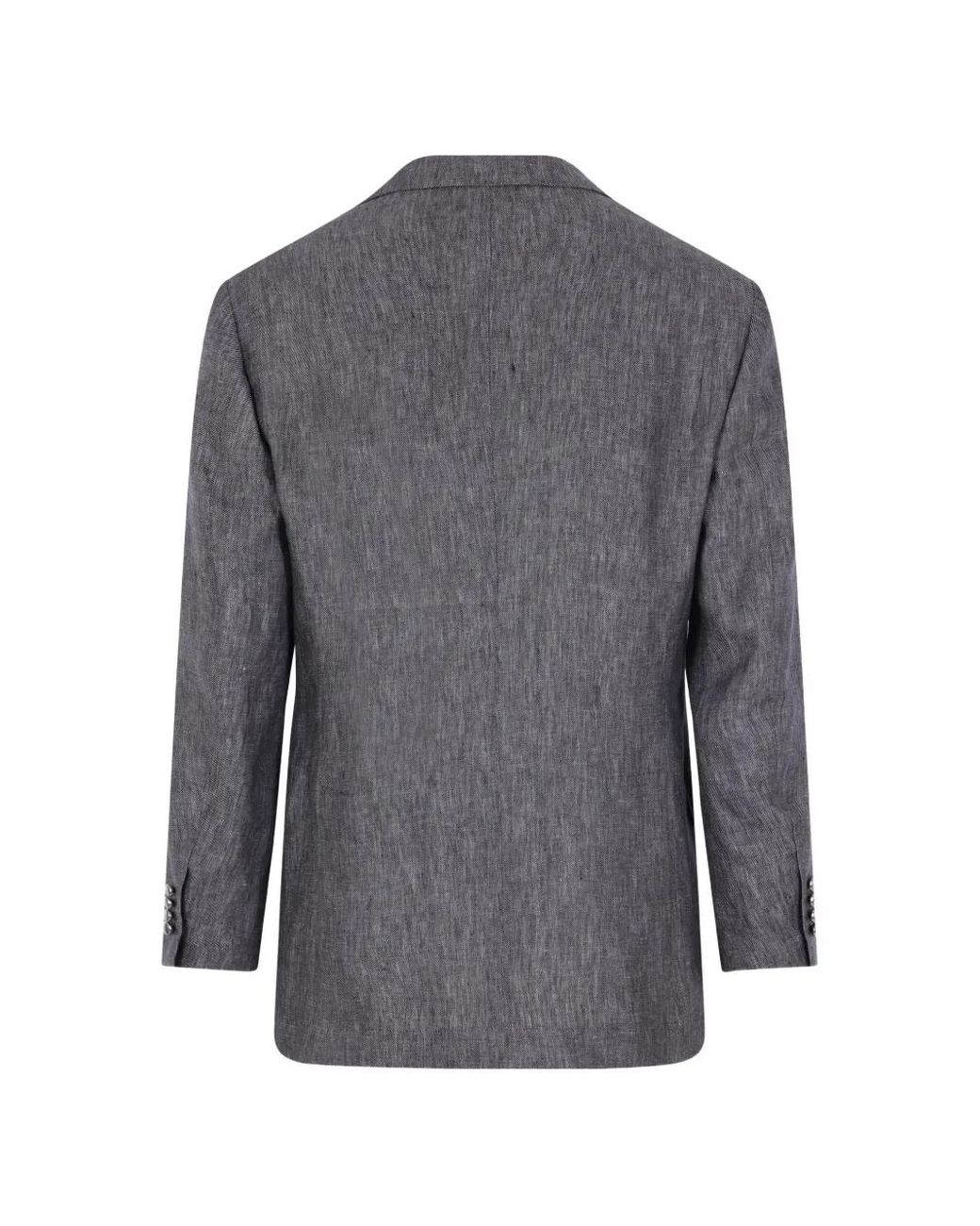 Brunello Cucinelli Gray Single-breasted Linen Suit for men