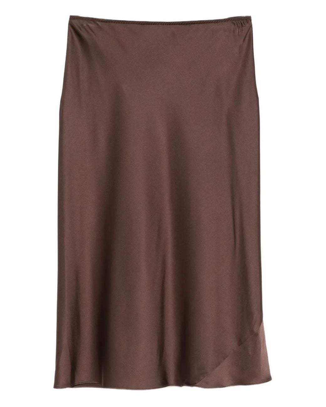 Dorothee Schumacher Brown Bias-Cut Satin Midi Skirt