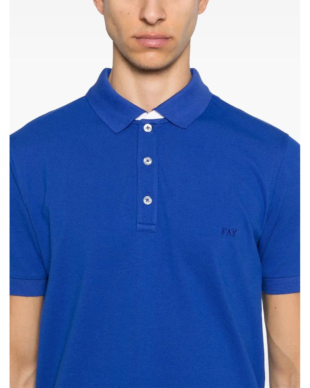Fay Blue Stretch Polo Shirt for men