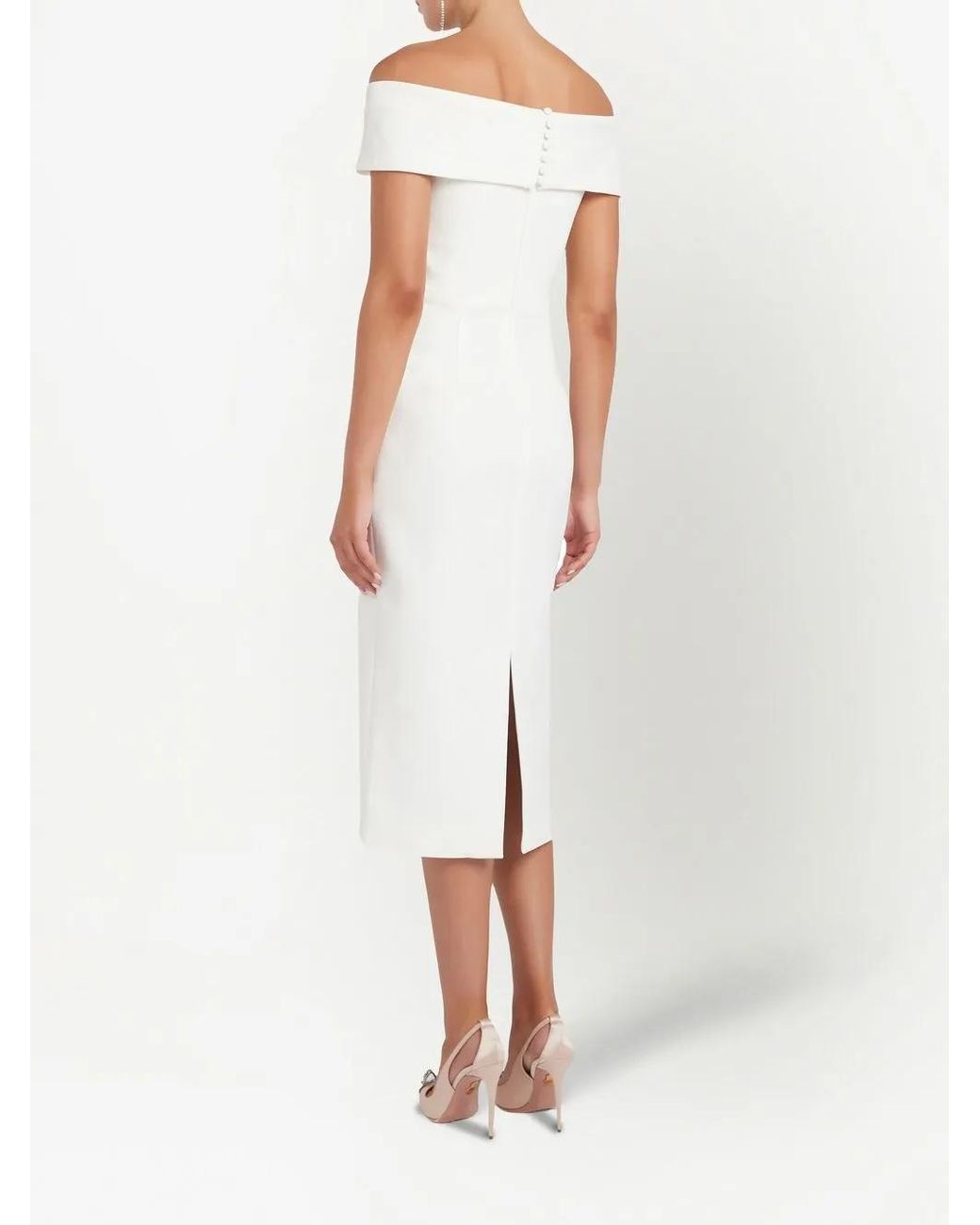 Rebecca Vallance White Amore Off-Shoulder Midi Dress