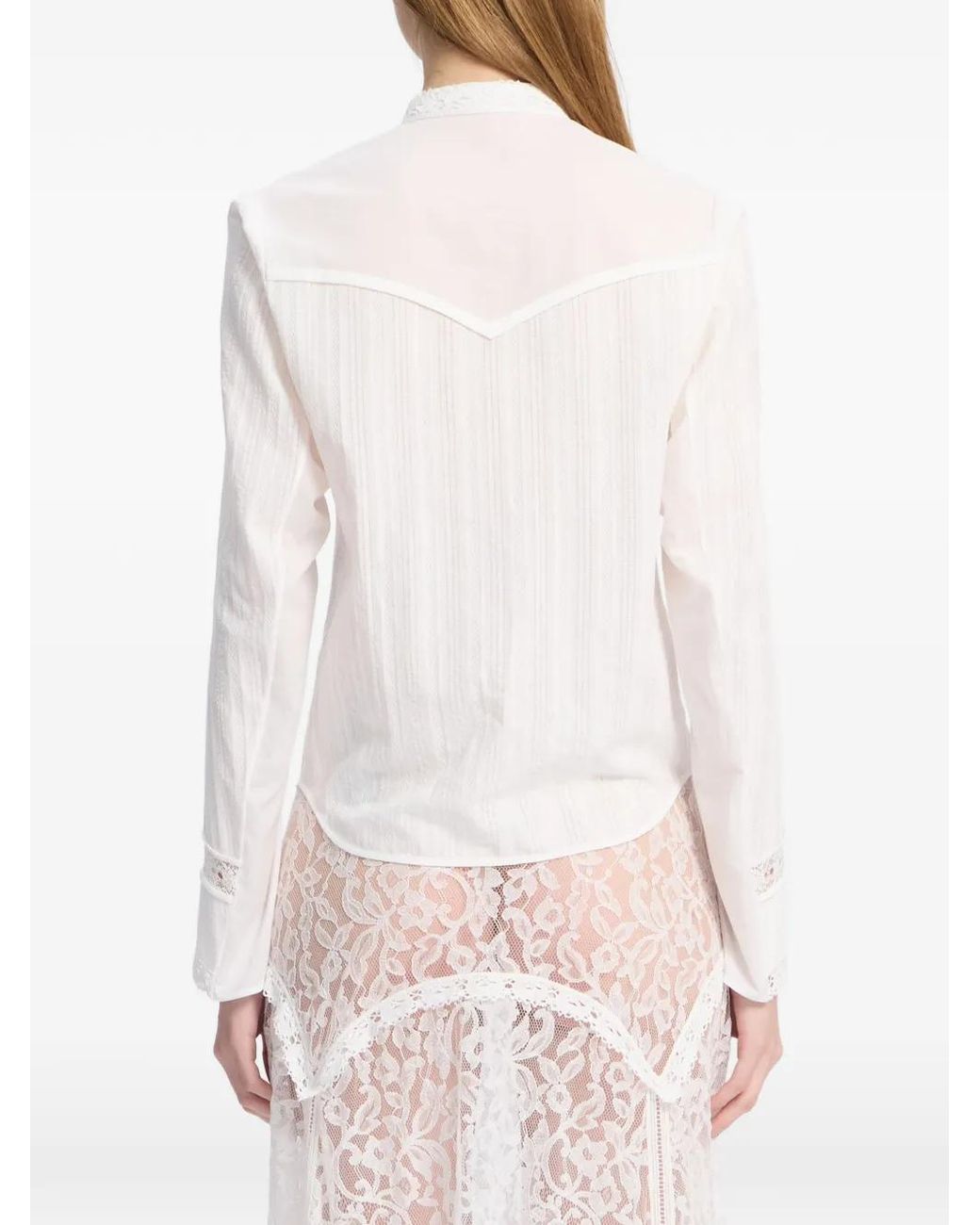 Ann Demeulemeester White Storma Lace-Trim Shirt