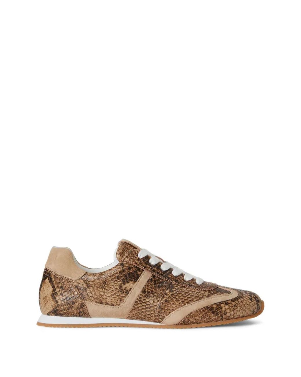 Ralph Lauren Brown Dani Python-Embossed Leather Sneakers