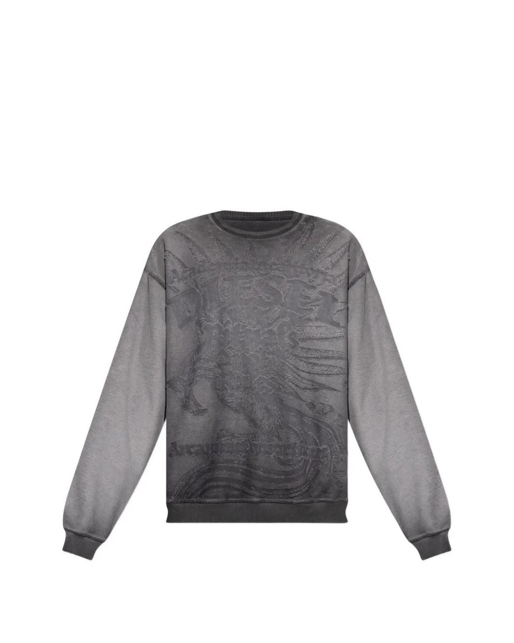DIESEL Gray Dévoré-Effect Sweatshirt for men