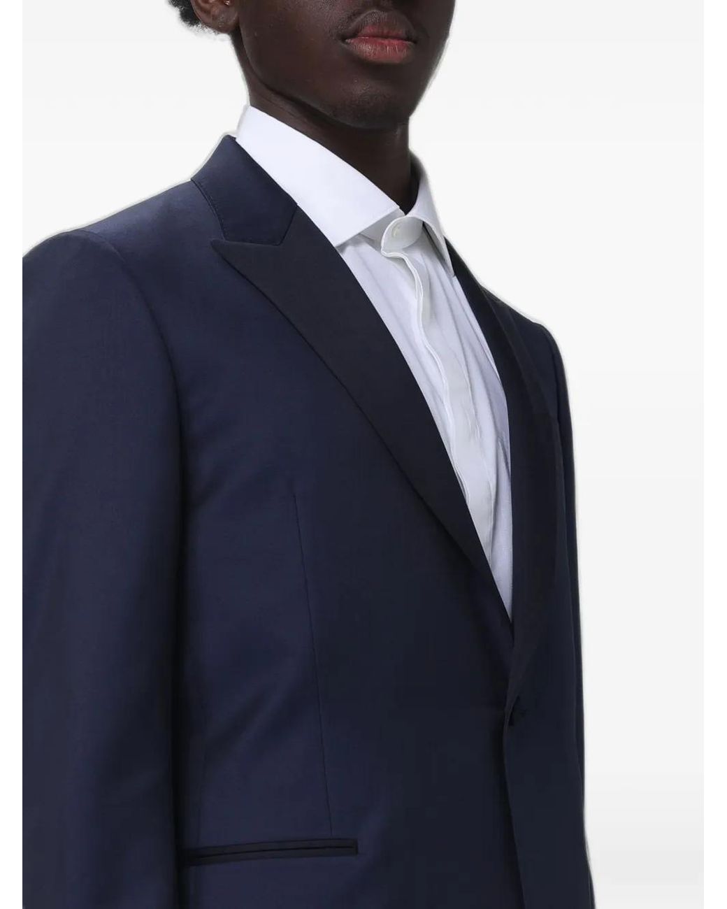 Zegna Blue Satin-Lapel Tailored Suit for men
