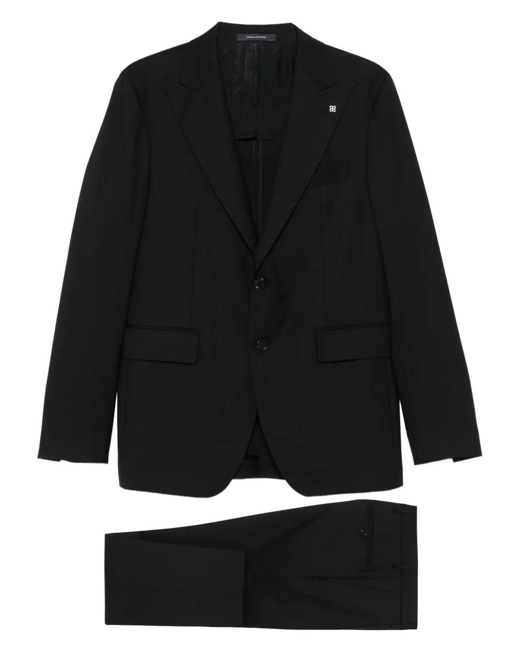 Tagliatore Black Button Wool Suit for men
