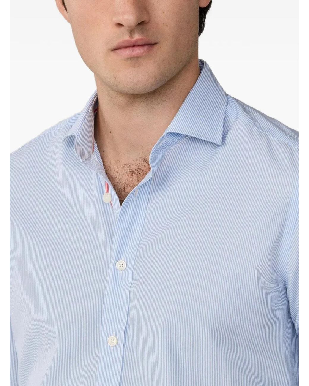 Hackett Blue Striped Cotton-Poplin Shirt for men
