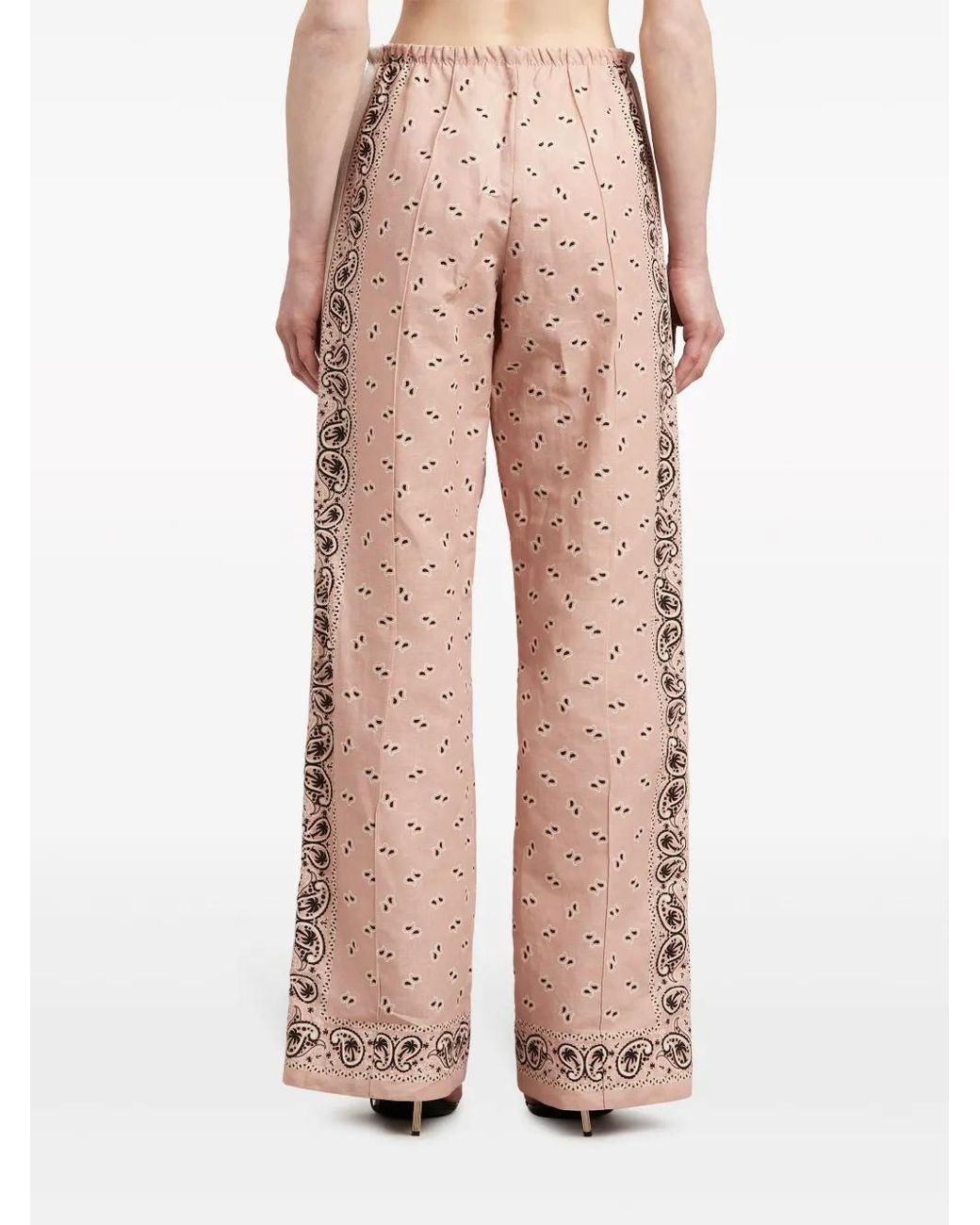 Palm Angels Pink Paisley-Print Wide-Leg Trousers