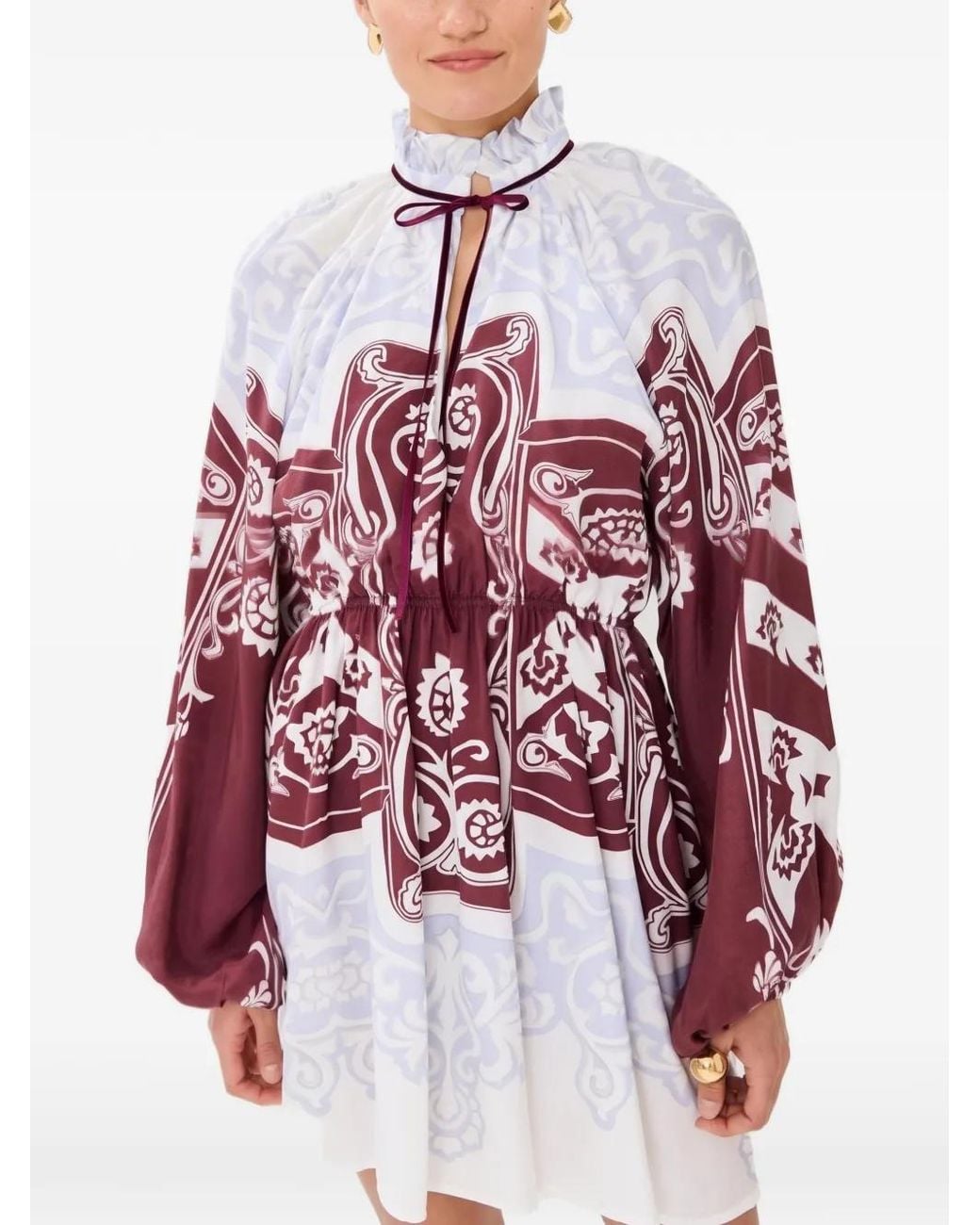 Lug Von Siga Red Robe Courte Selene À Col Volanté