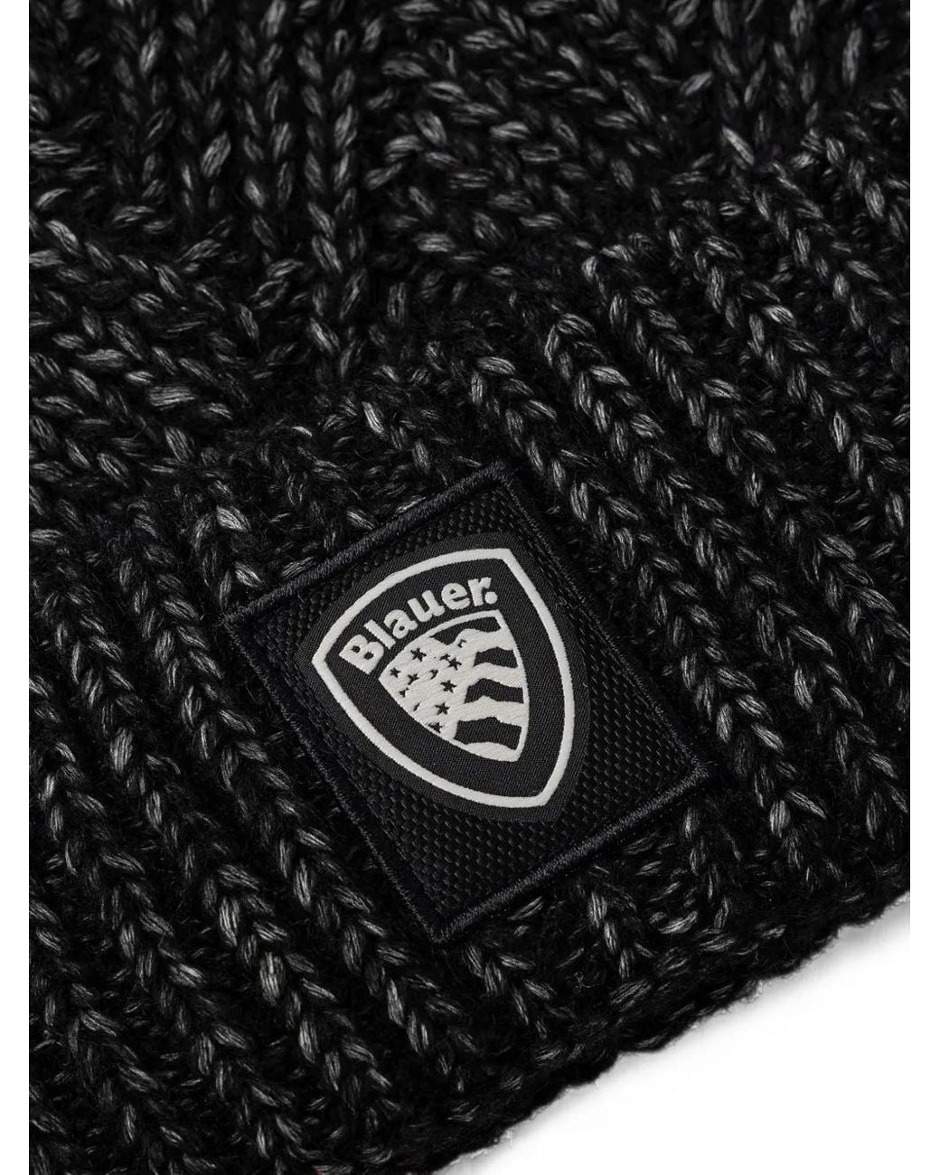 Blauer Black Logo-Patch Pompom Beanie Hat