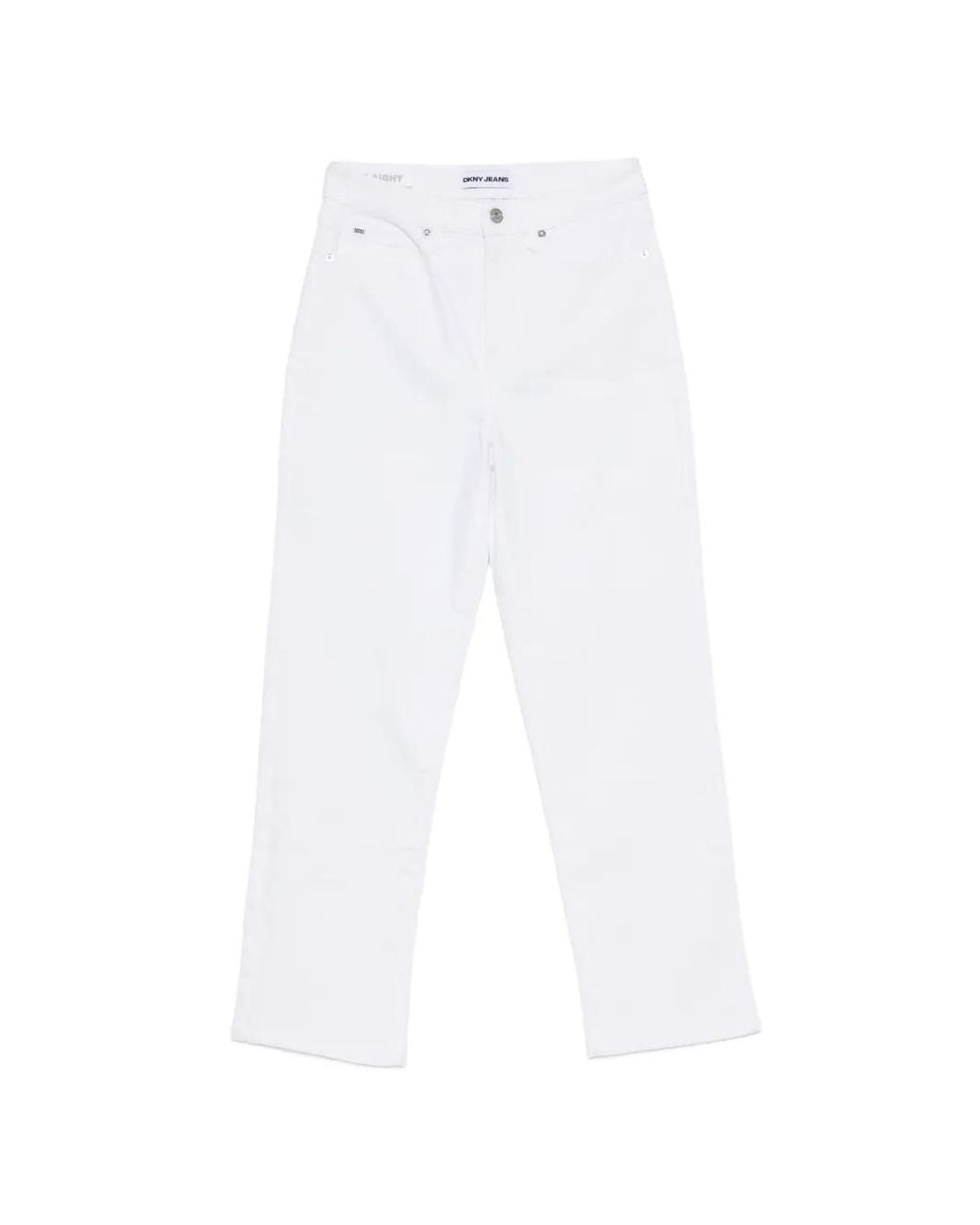 DKNY White Logo-Patch Straight-Leg Jeans