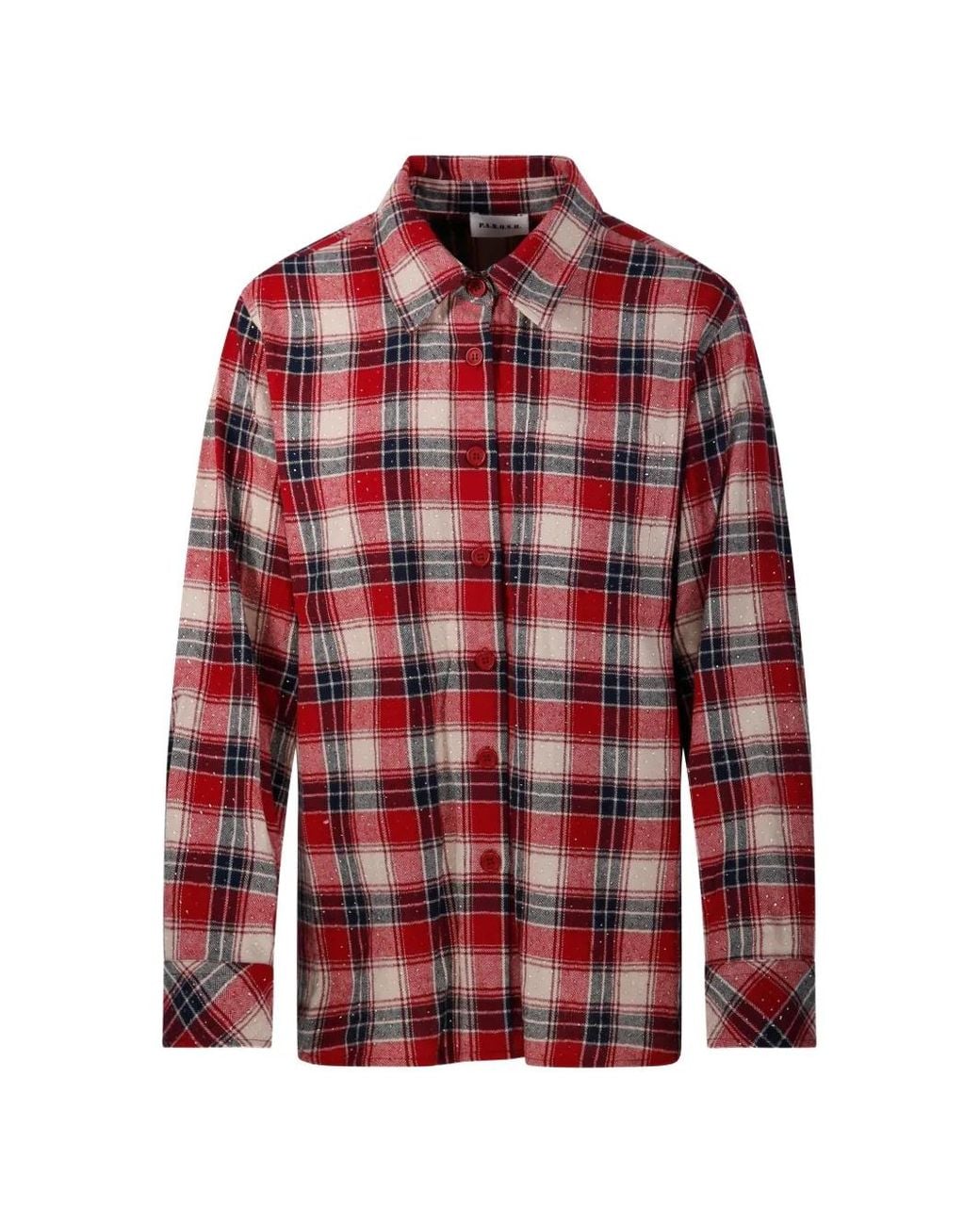 P.A.R.O.S.H. Red Check-Print Crystal-Embellished Shirt