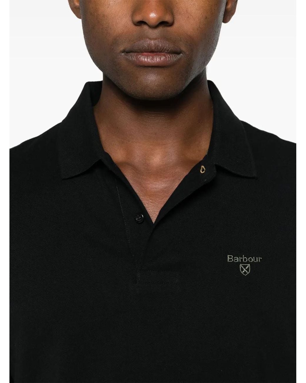 Barbour Black Logo-Embroidered Cotton Polo Shirt for men