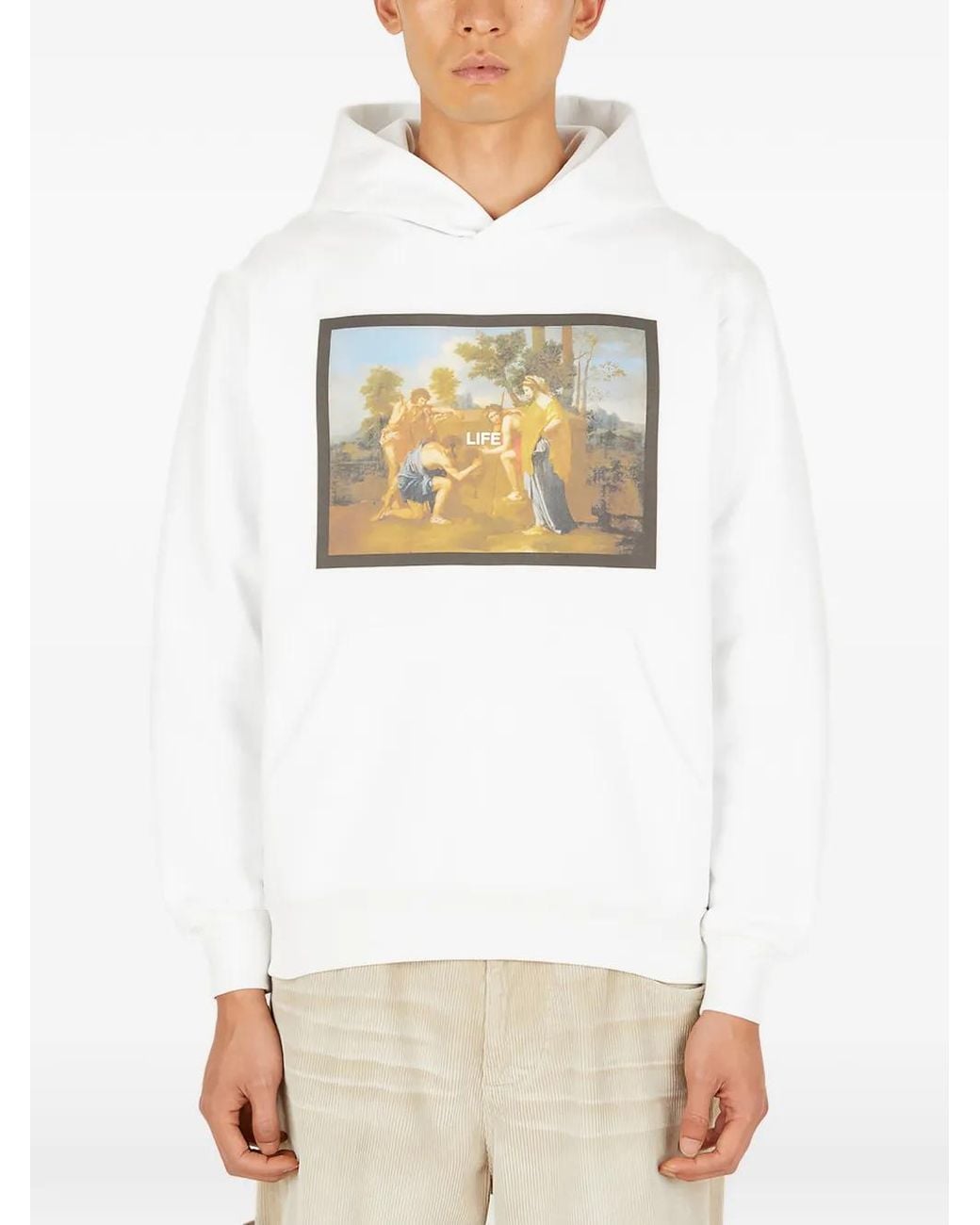 Death Cigarettes White Graphic-Print Hoodie for men