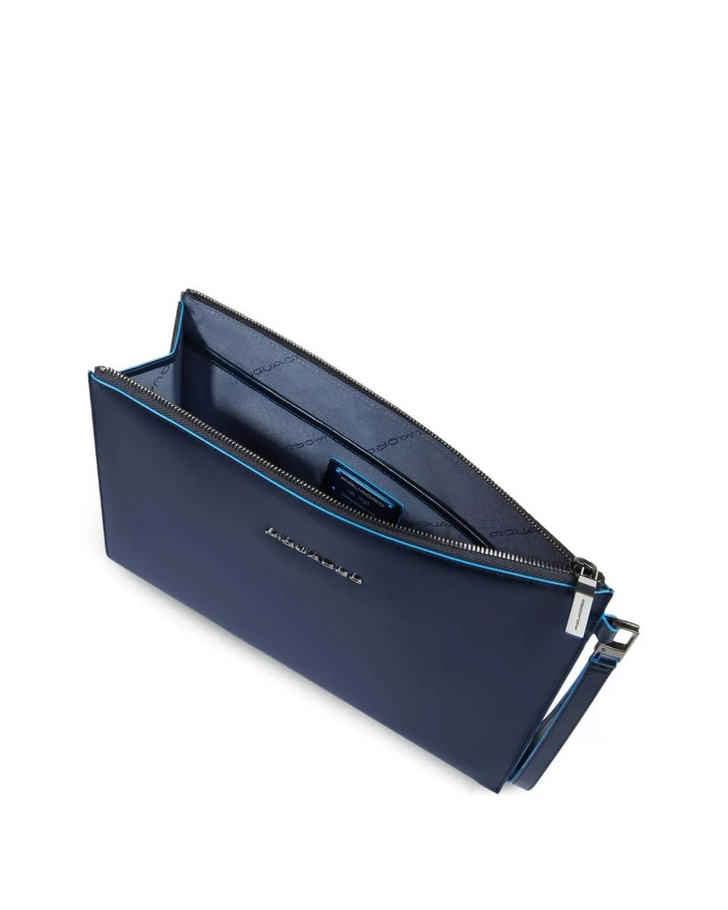 Piquadro Blue Ipad Compartment Leather Clutch