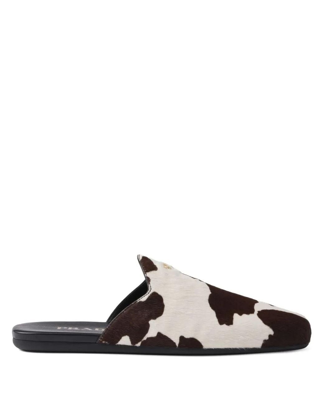 Prada Black Printed Leather Mules
