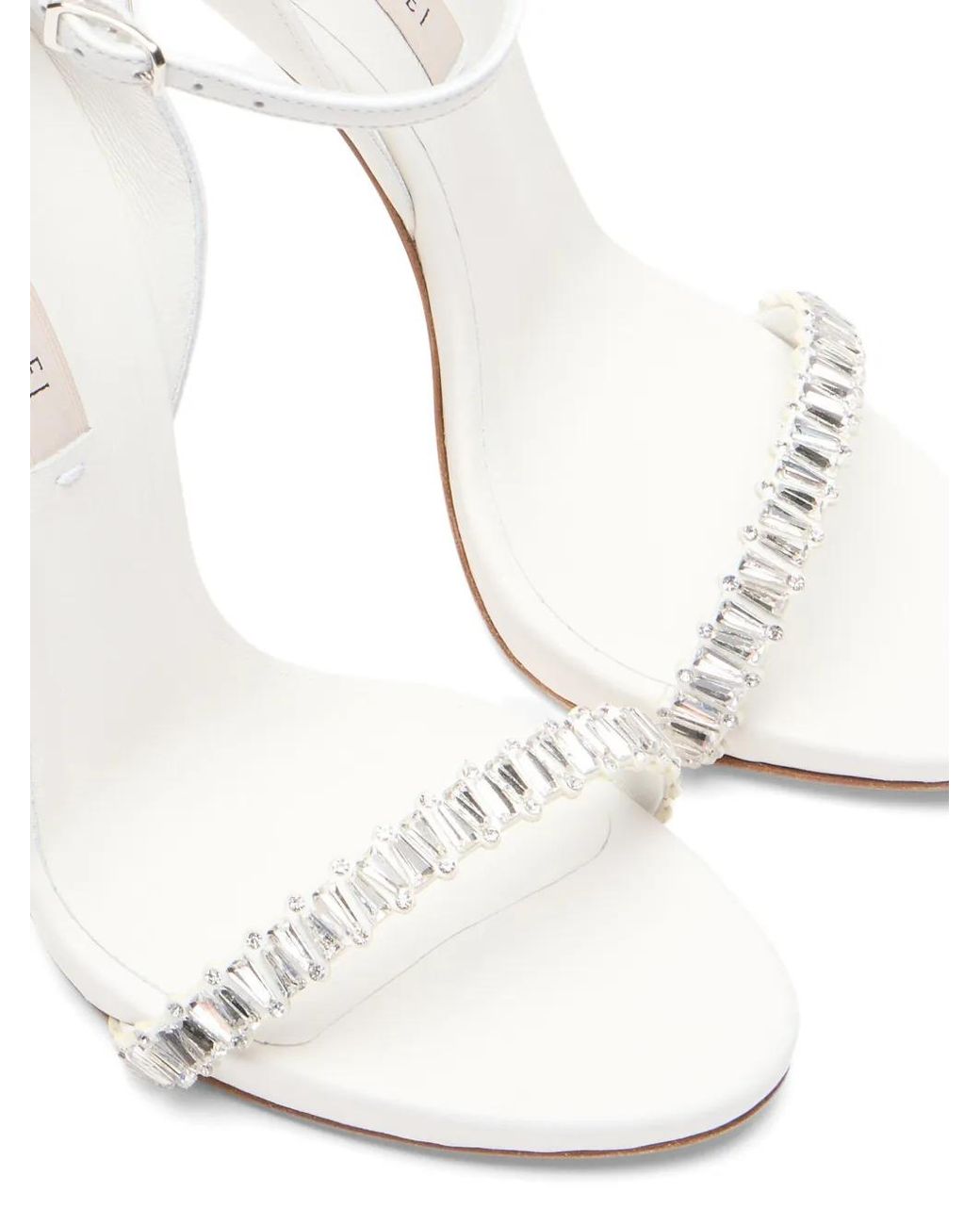 Casadei White Cappa Blade Heaven Rhinestones Sandals