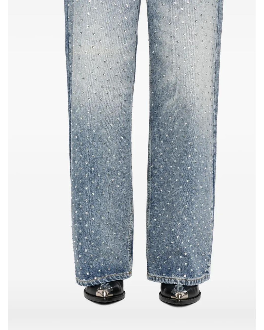 Monse Blue Crystal-Studs Embellished Jeans