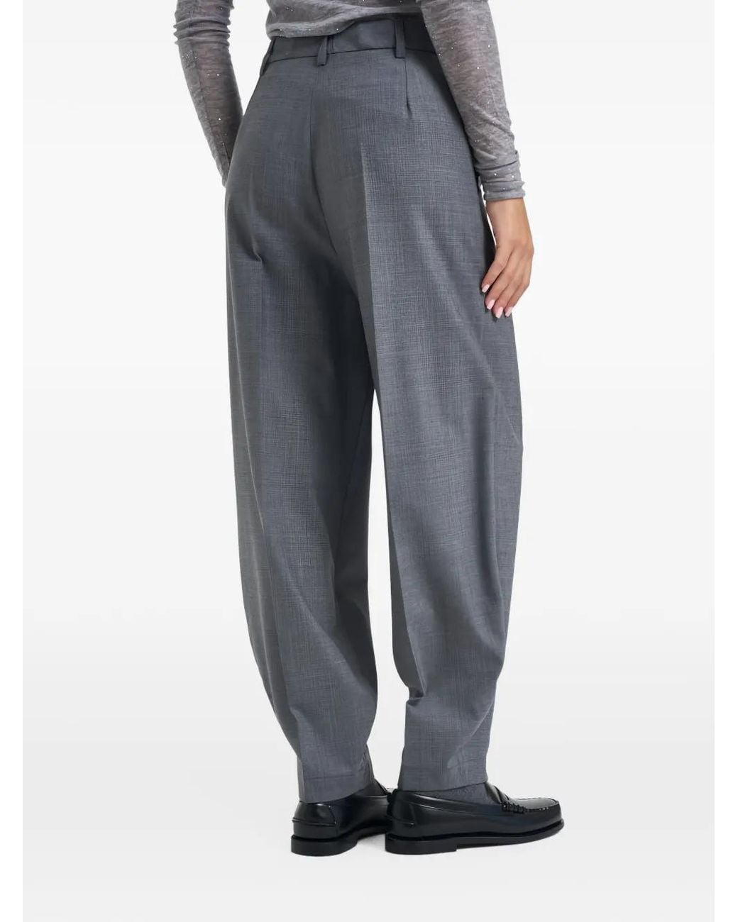 Semicouture Gray Pressed-Crease Tailored Trousers