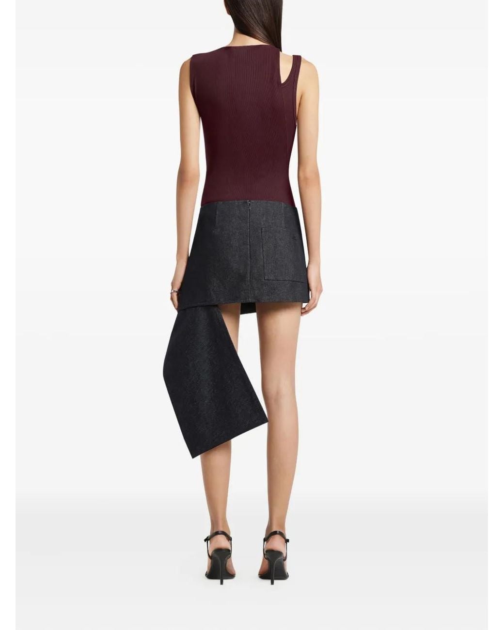 Courreges Black Asymmetrical-Panel Denim Mini Skirt