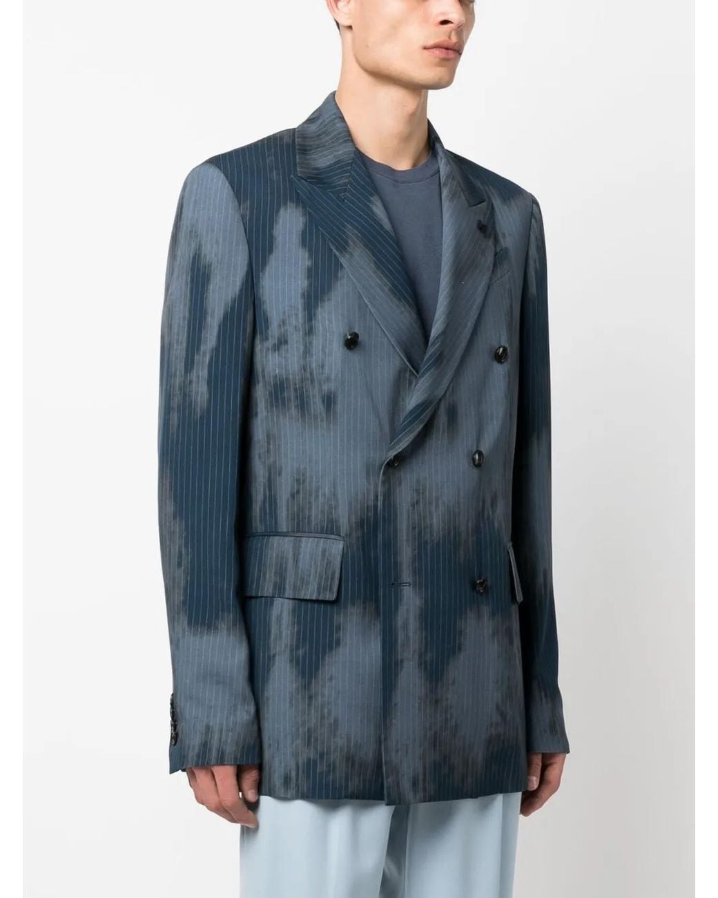 Amiri Blue Double-Breasted Blazer for men